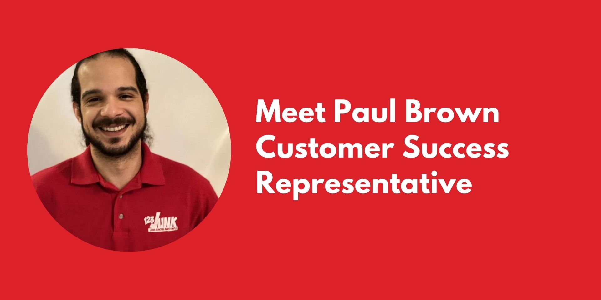 headshot of man smiling widely on the left with text on the right