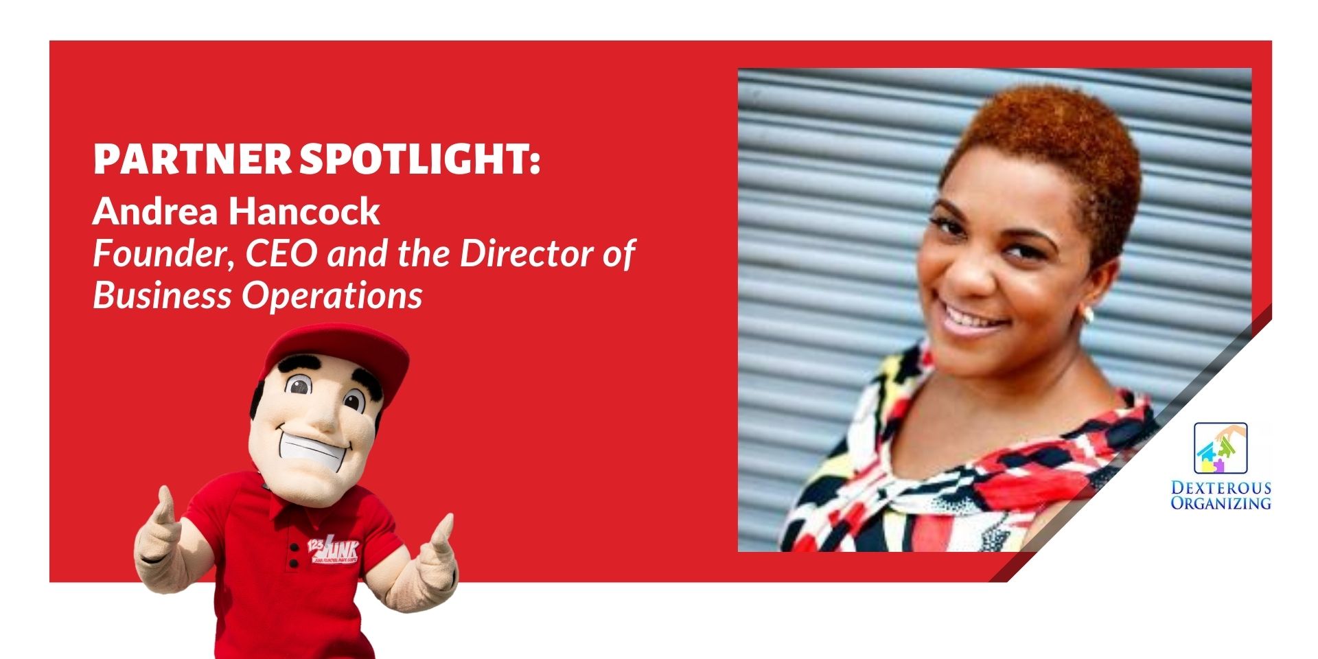 headshot of woman smiling with text on the left